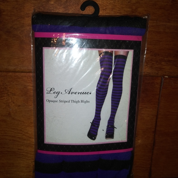 Leg Avenue Opaque striped thigh high tights nwt - Picture 5 of 5